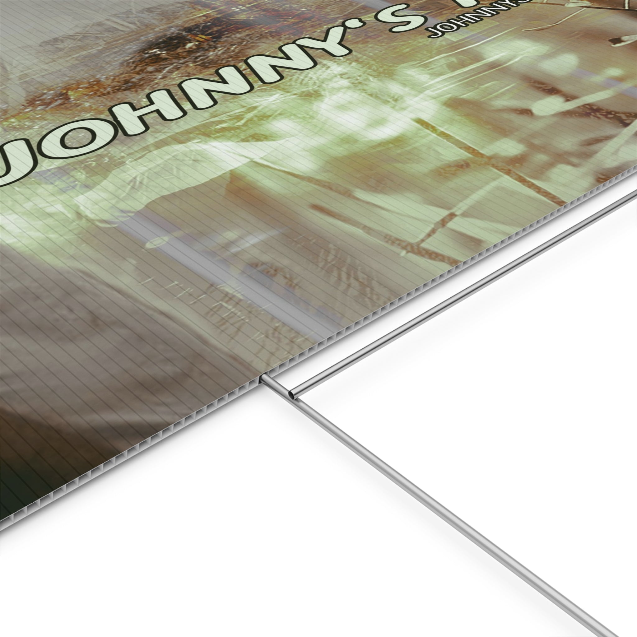 Johnny's Mile Yard Sign
