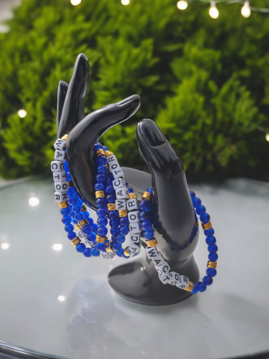 Wactor Dark Blue and Gold Stretch Bracelet