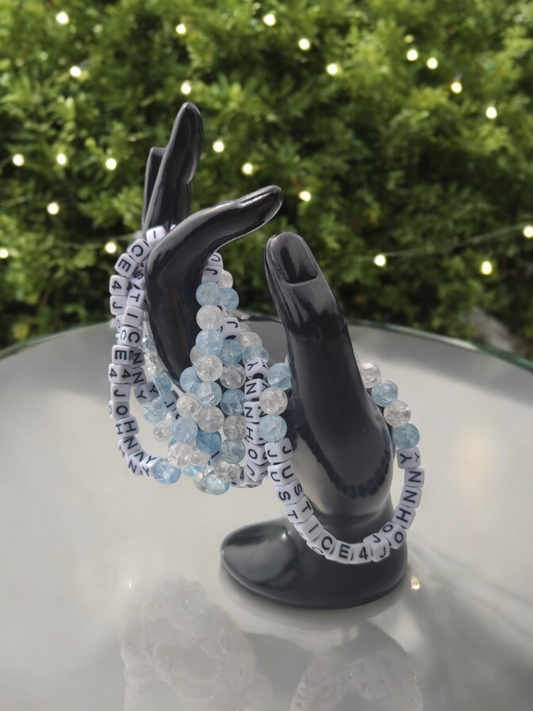Justice 4 Johnny Blue and Clear Frosted Stretch Bracelet