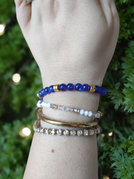 Wactor Dark Blue and Gold Stretch Bracelet