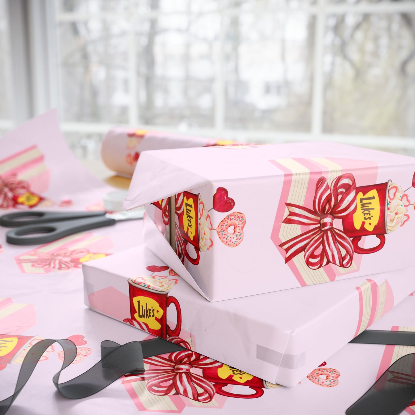 Gilmore Girls Luke's Pink and Red Wrapping Paper
