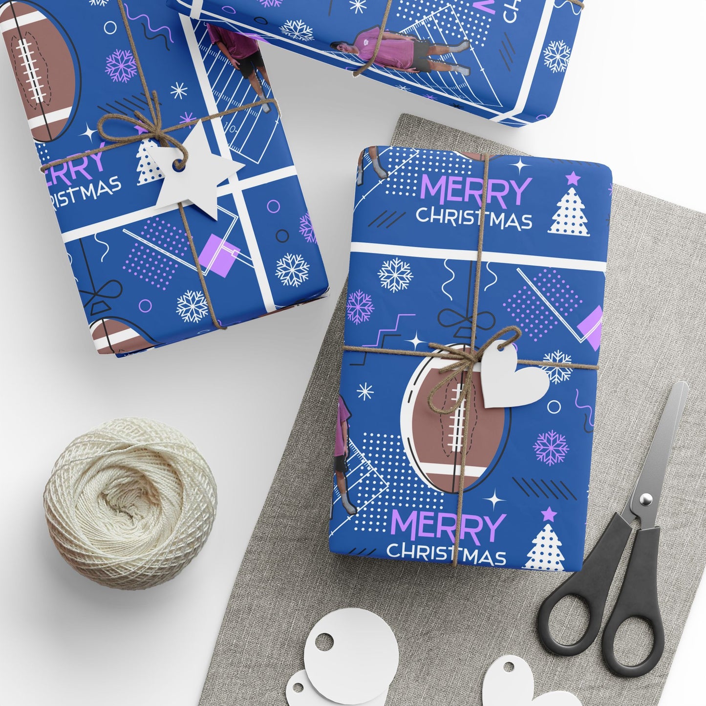 Matthew Christmas Football-Themed Wrapping Paper