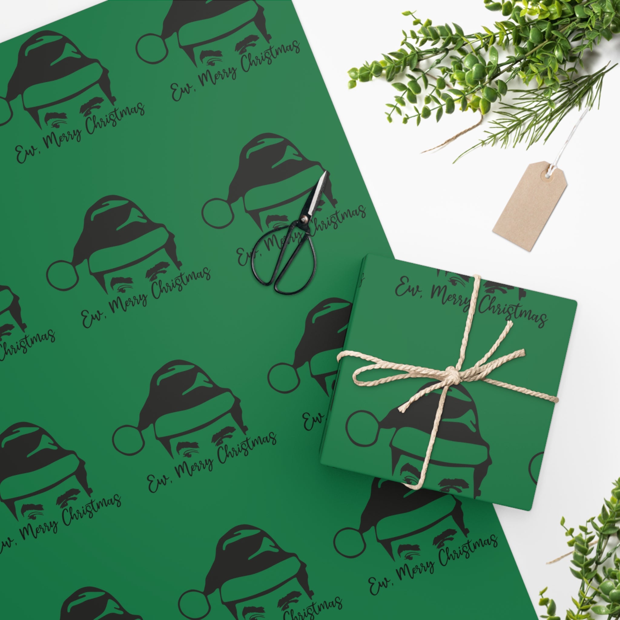 Schitt's Creek Green Ew, Merry Christmas Wrapping Paper Green