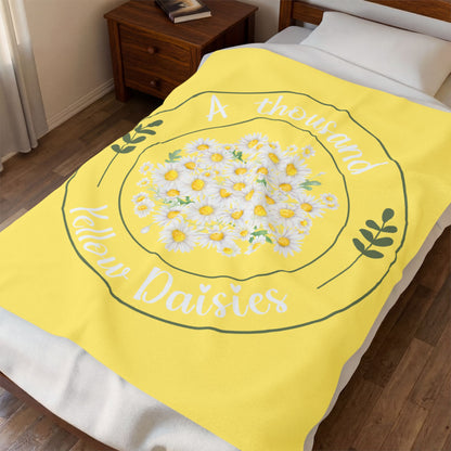 A Thousand Yellow Daisies Velveteen Plush Blanket