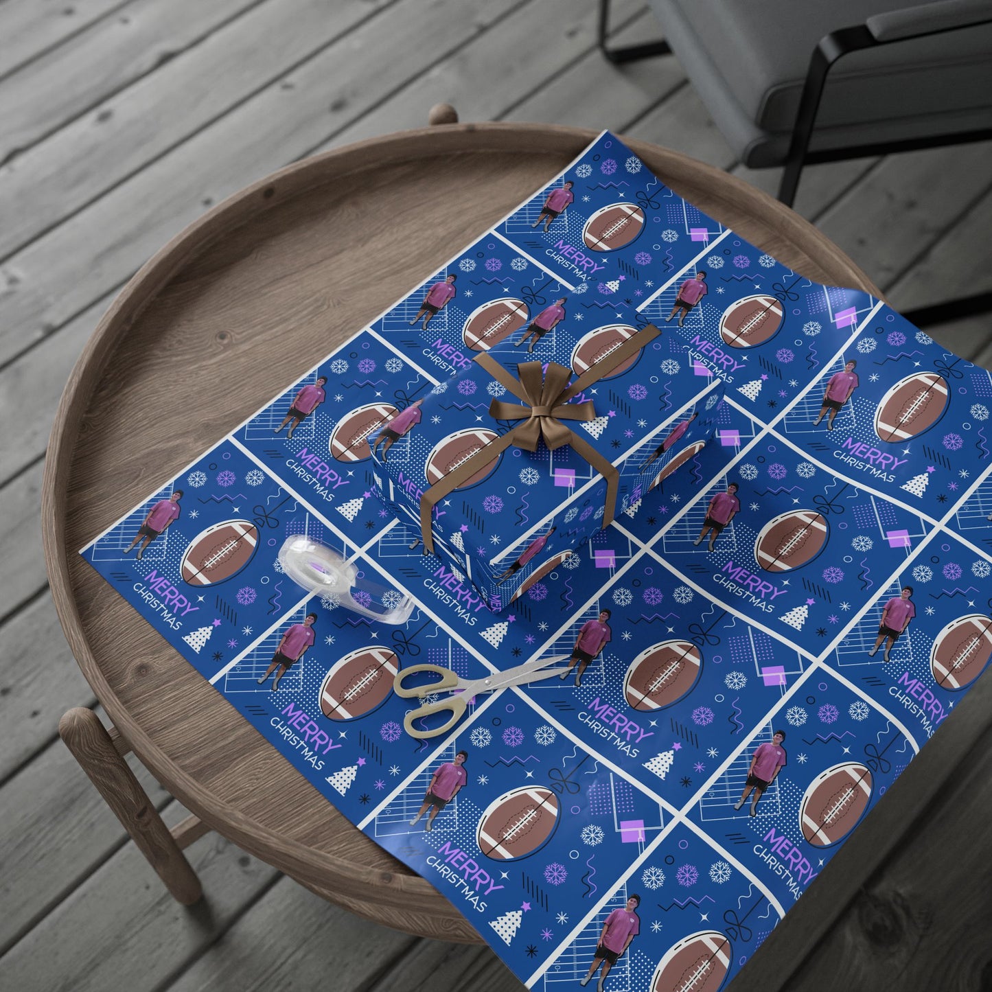 Matthew Christmas Football-Themed Wrapping Paper