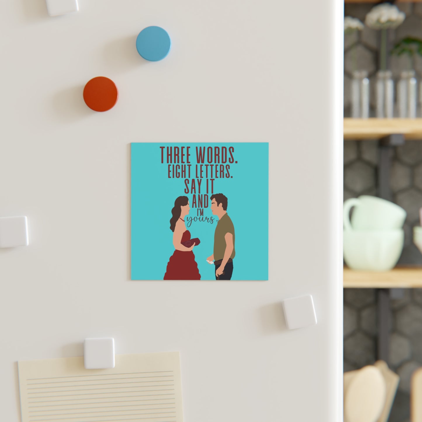Three Words Eight Letters Chuck & Blair Square Magnet