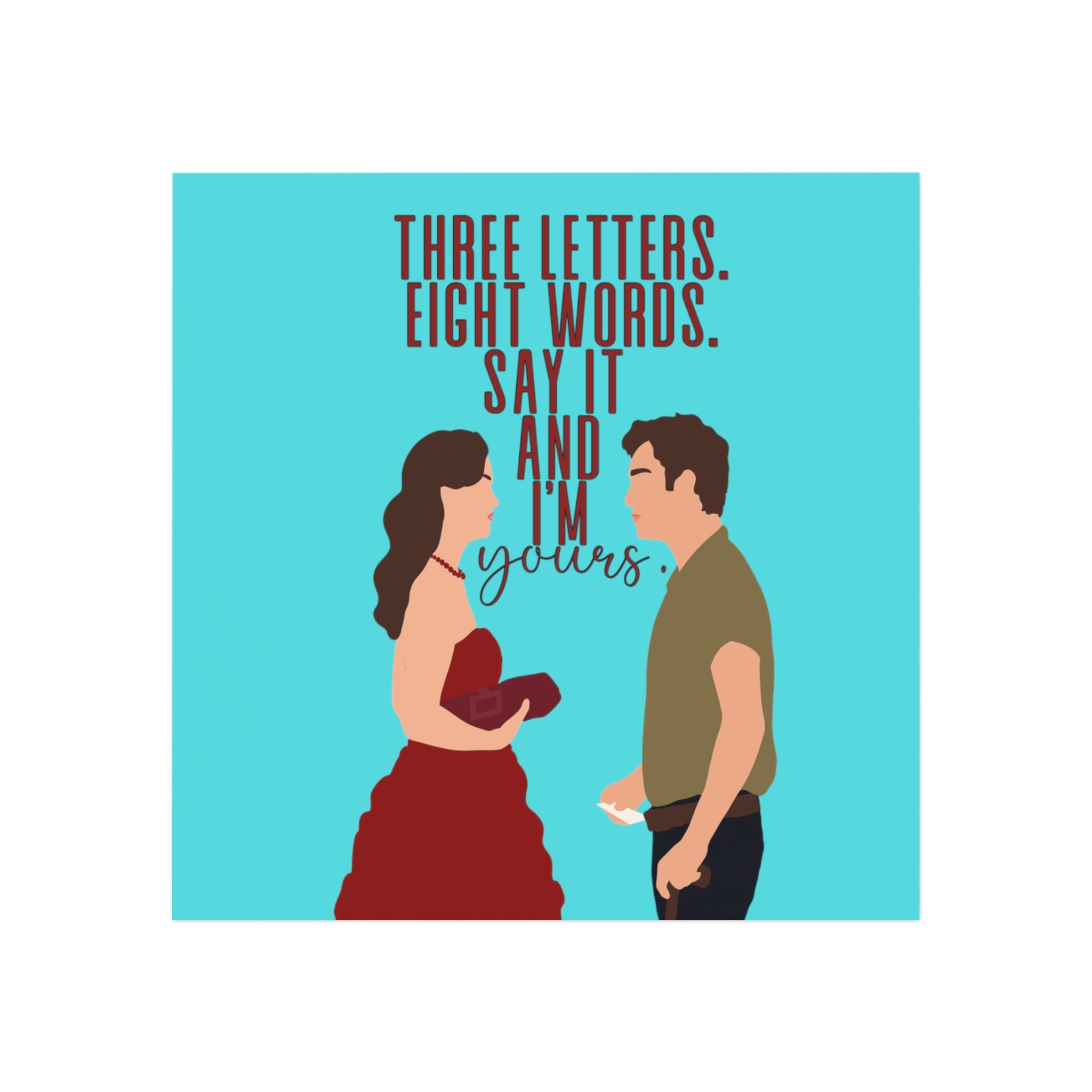 Three Words Eight Letters Chuck & Blair Square Magnet