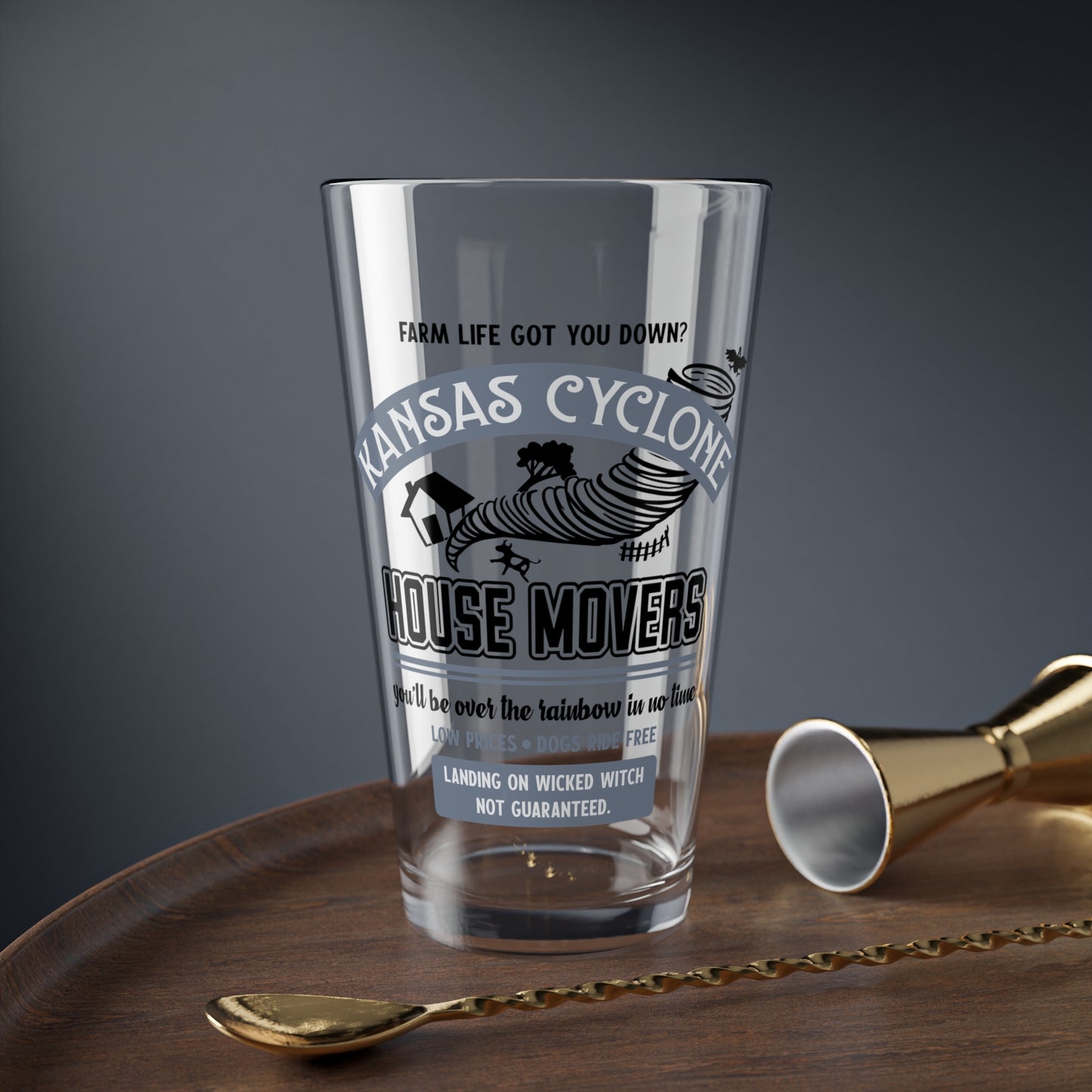 Wizard of Oz Kansas Cyclone House Movers Mixing Glass