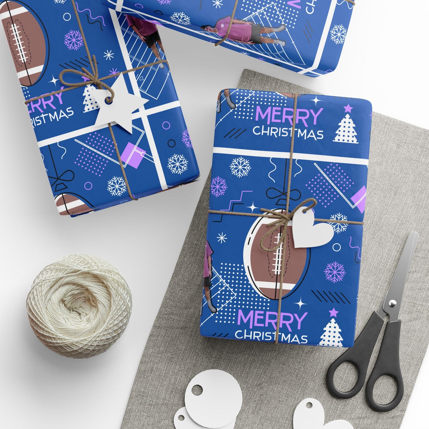 Matthew Christmas Football-Themed Wrapping Paper