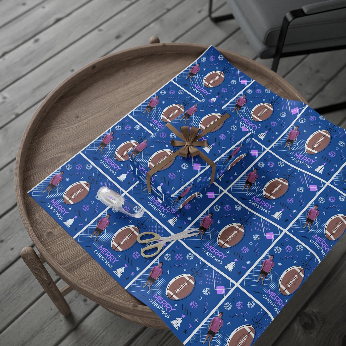 Matthew Christmas Football-Themed Wrapping Paper
