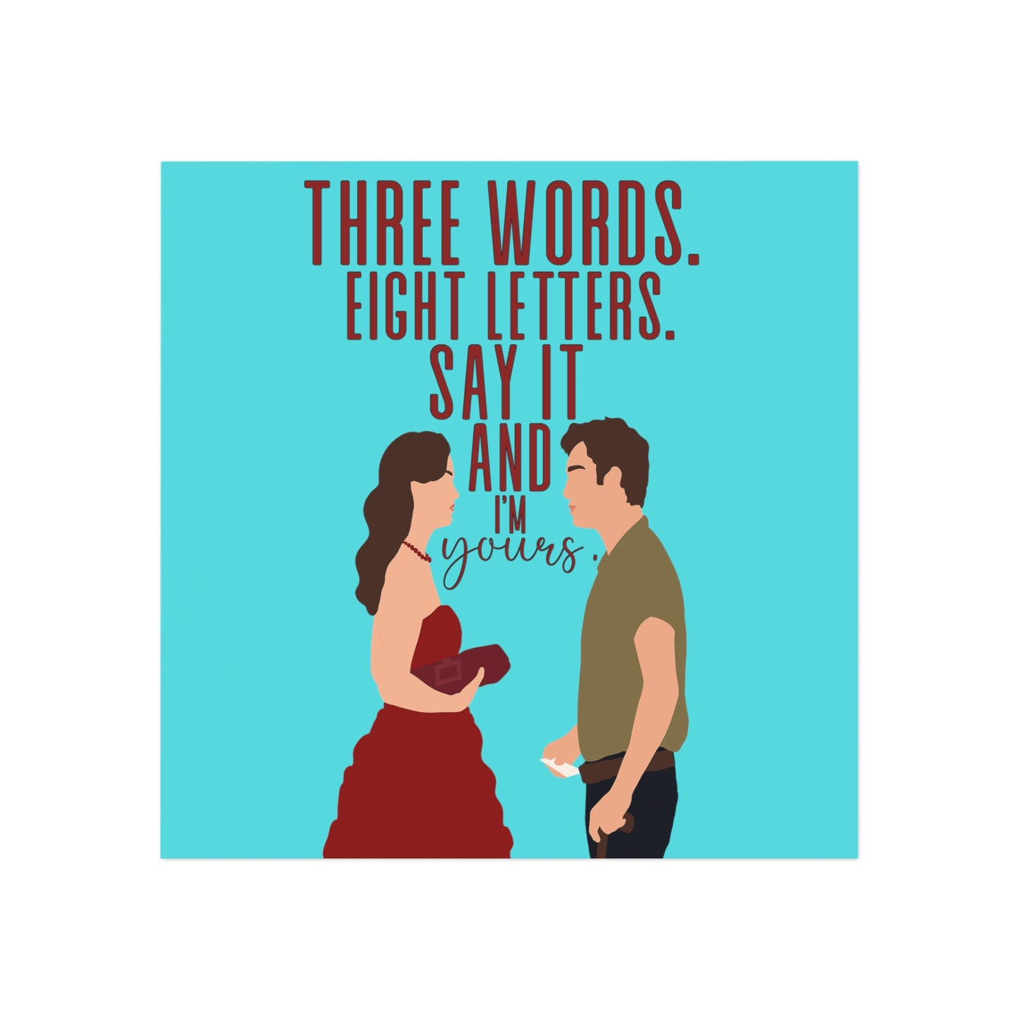 Three Words Eight Letters Chuck & Blair Square Magnet