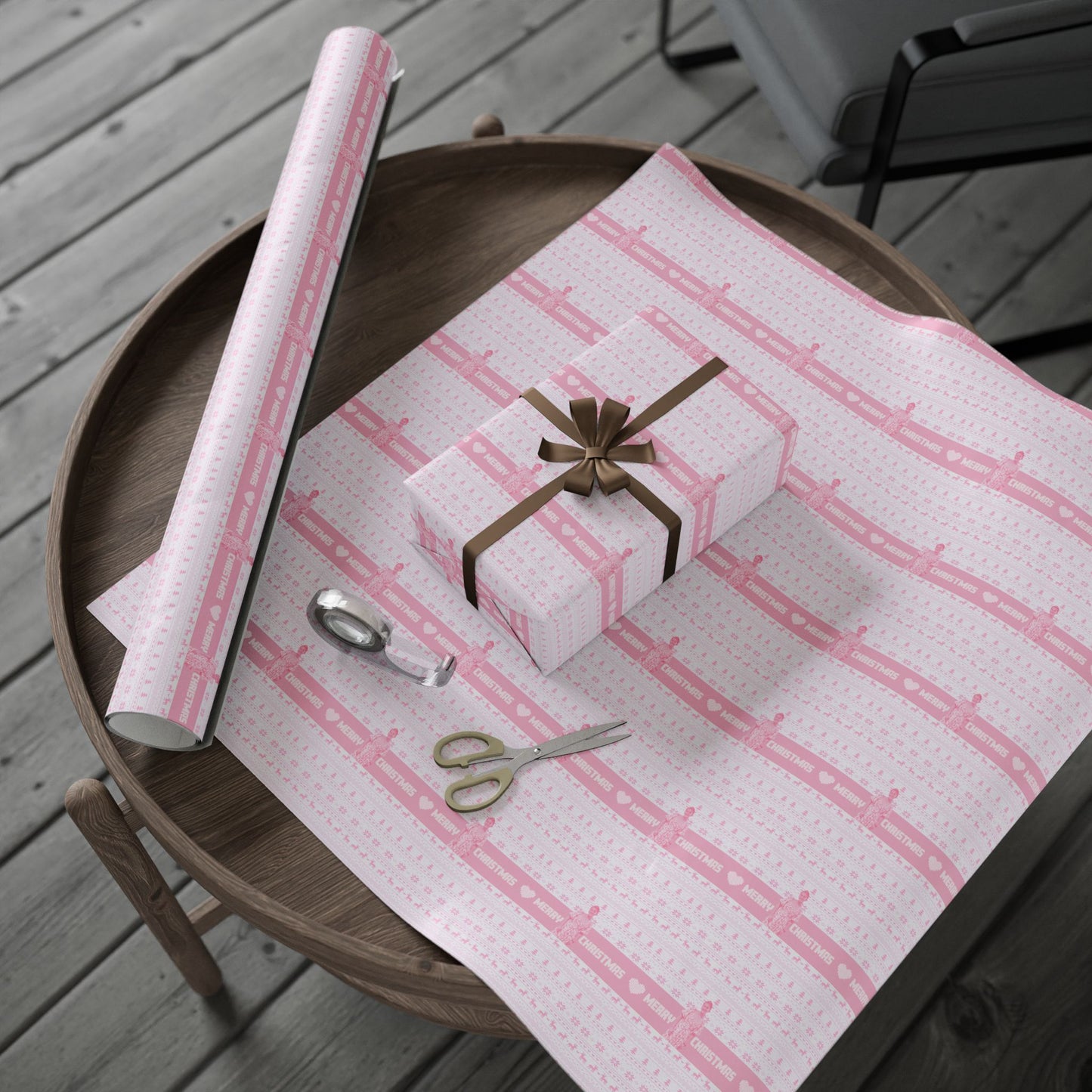 Emily Pink Merry Christmas Wrapping Paper Roll
