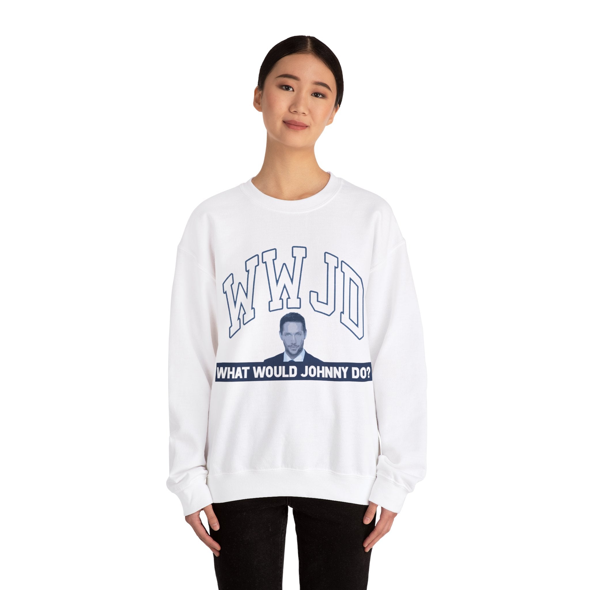 What Would Johnny Do Justice for Johnny Unisex Heavy Blend™ Crewneck Sweatshirt