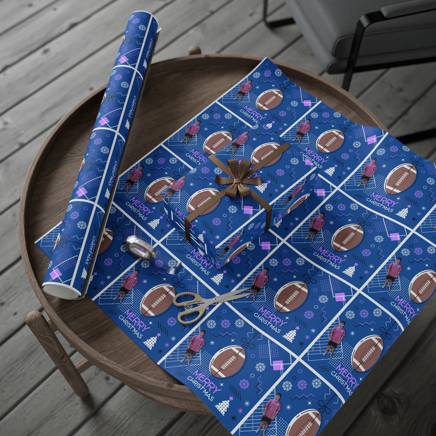 Matthew Christmas Football-Themed Wrapping Paper