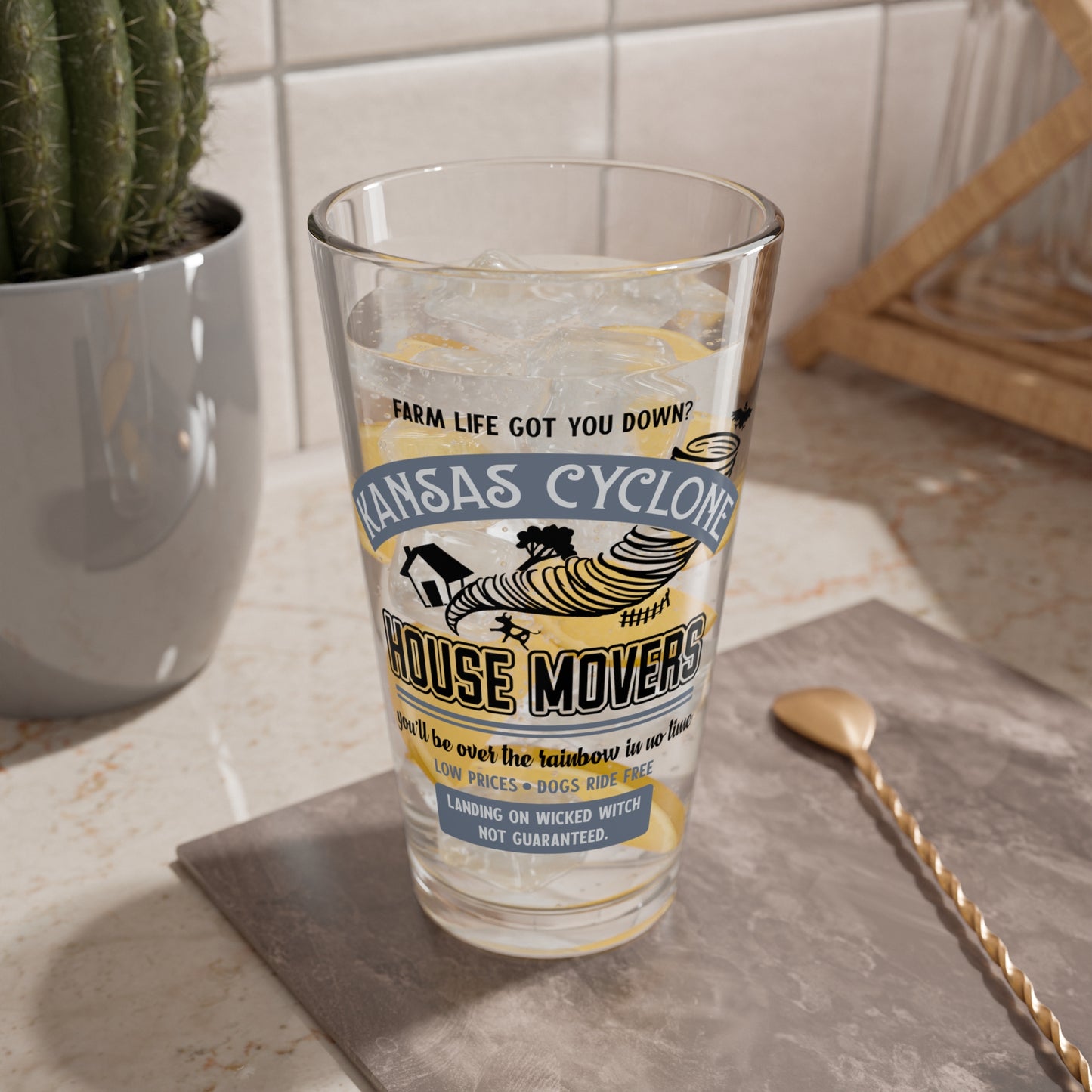 Wizard of Oz Kansas Cyclone House Movers Mixing Glass