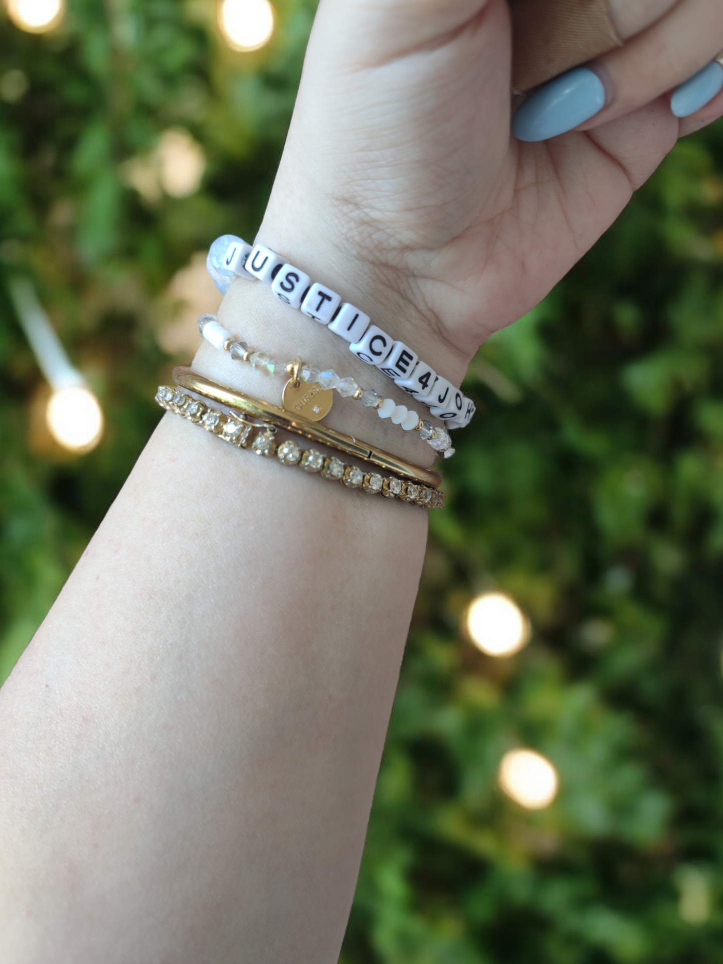 Justice 4 Johnny Blue and Clear Frosted Stretch Bracelet